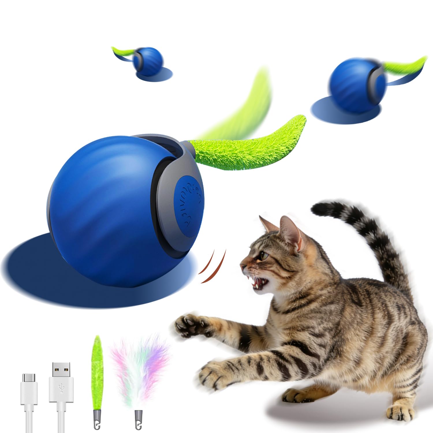 Interactive Cat Toy Ball: Automatic Rechargeable Smart Rolling Toy for Indoor Cats