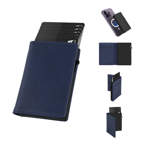 Aluminium Pop-Up RFID Card Wallet with Leather Cover