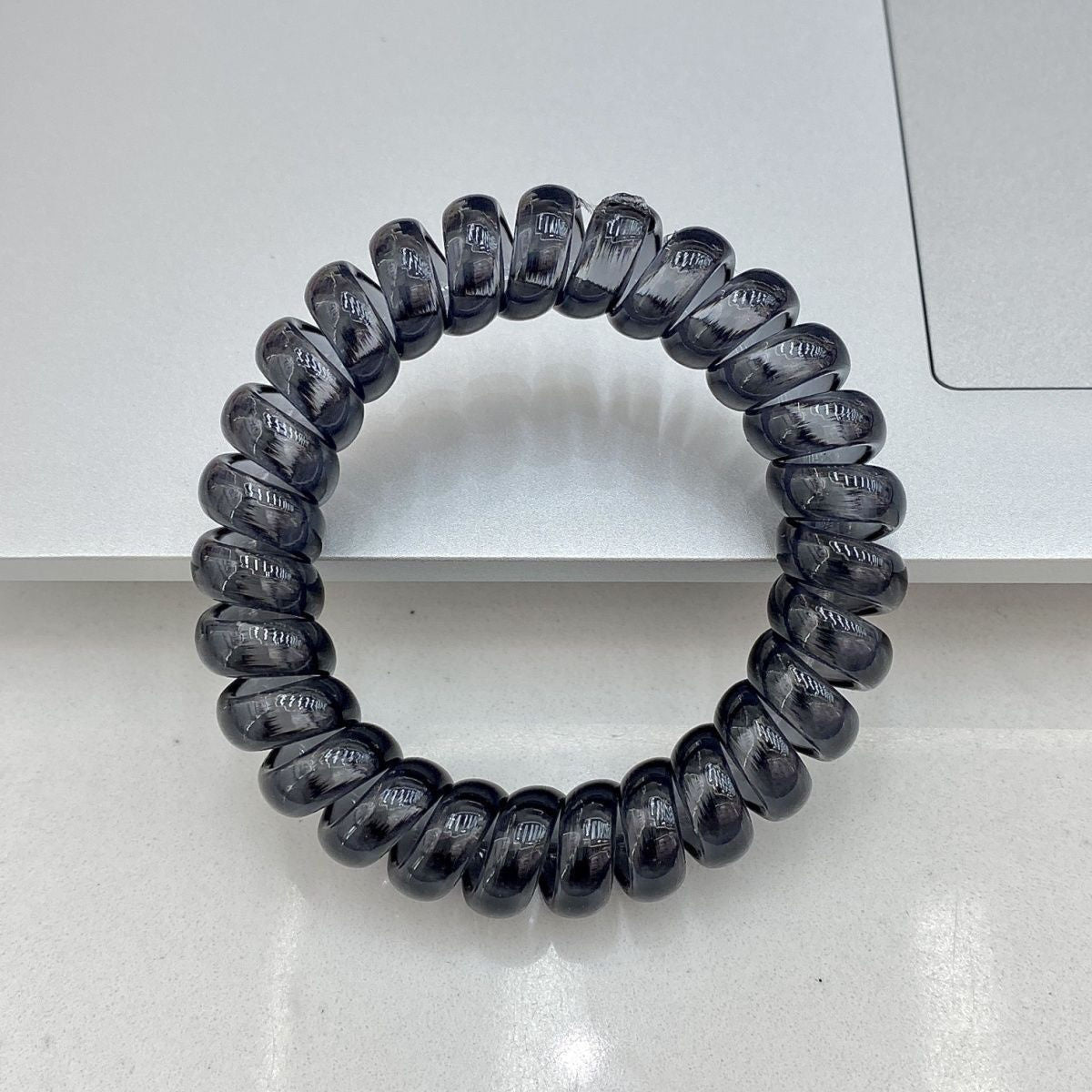 Invisible Black Coiled Hair Tie - Telephone Cord Hair Ring