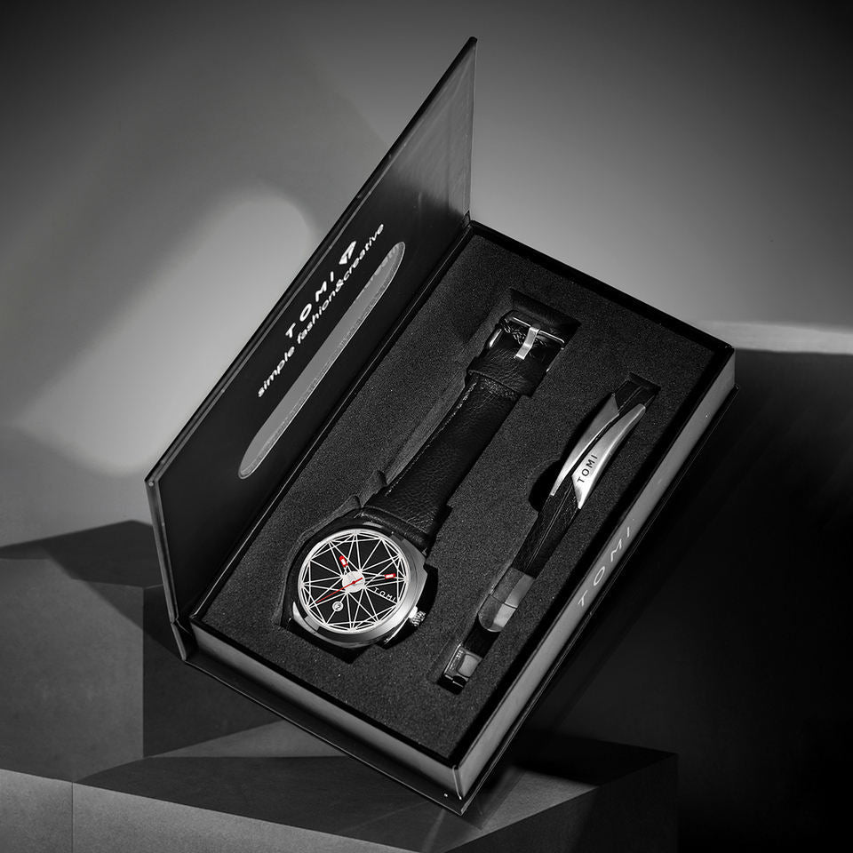Men's Business Quartz Watch & Bracelet Set - Elegant & Stylish Timepiece