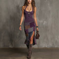 Womens Fashion 3D Digital-print Strap Dress