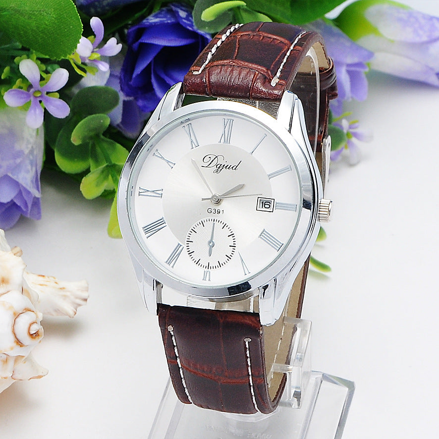 Mens Calendar Leather Strap Quartz Watch | Trendy & Stylish Timepiece