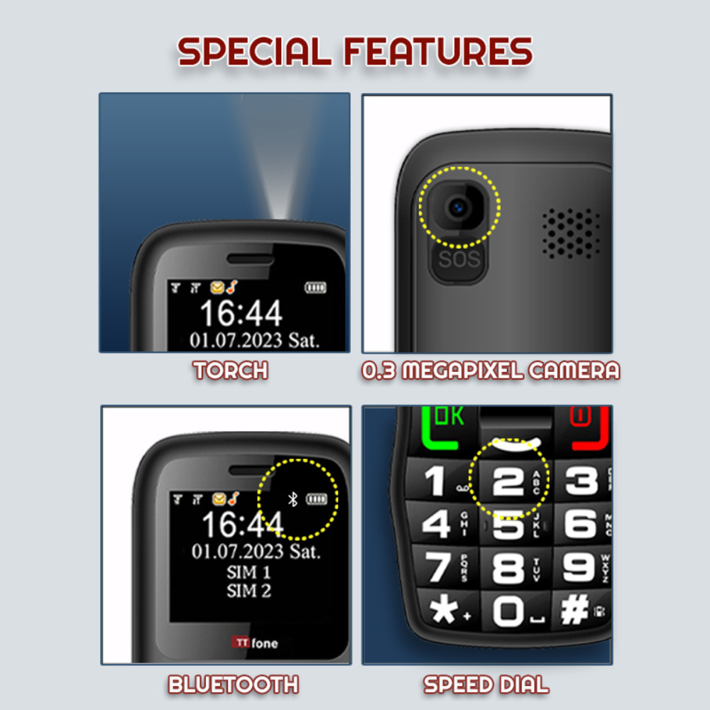 Returned Resale - TTfone TT220 Big Button Mobile with USB Cable, EE Pay As You Go