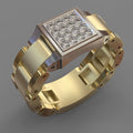 Elegant Two-Tone Square Watch Ring for Men - Business & Fashion Gift