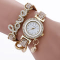Elegant Crystal Leather 'LOVE' Bracelet Watch for Women